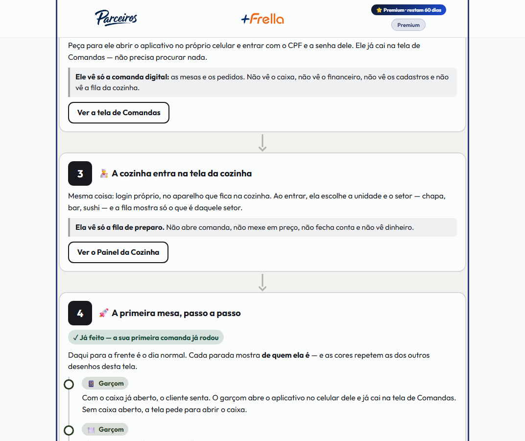 A tela do +Frella com o ponto de que o passo 5 fala em destaque