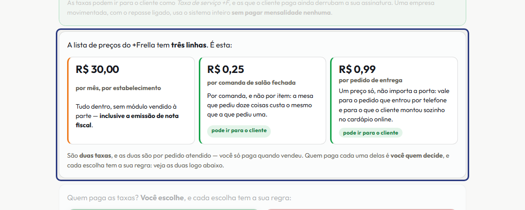 A tela do +Frella com o ponto de que o passo 14 fala em destaque