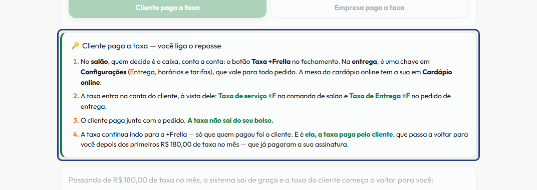 A tela do +Frella com o ponto de que o passo 15 fala em destaque