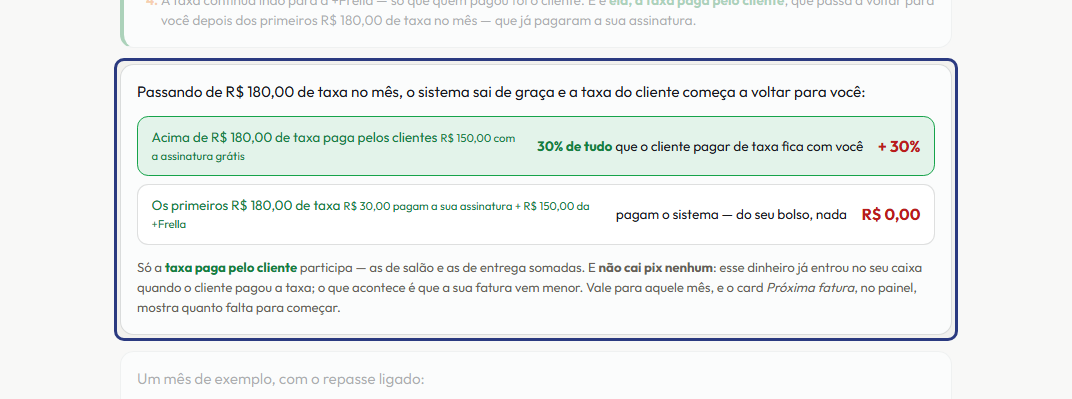 A tela do +Frella com o ponto de que o passo 16 fala em destaque