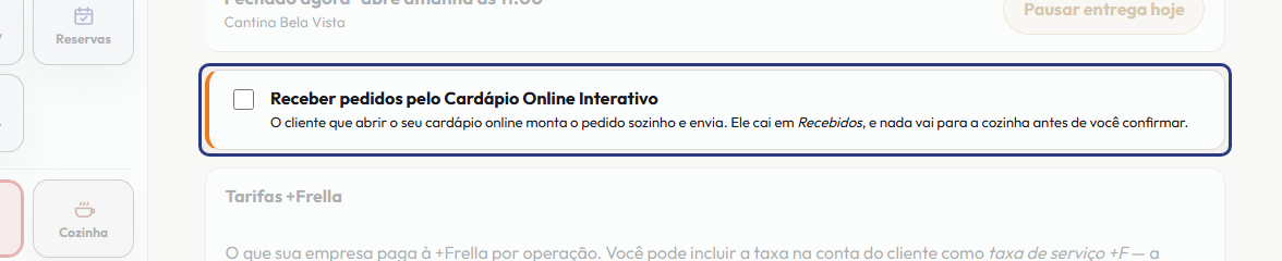 A tela do +Frella com o ponto de que o passo 4 fala em destaque