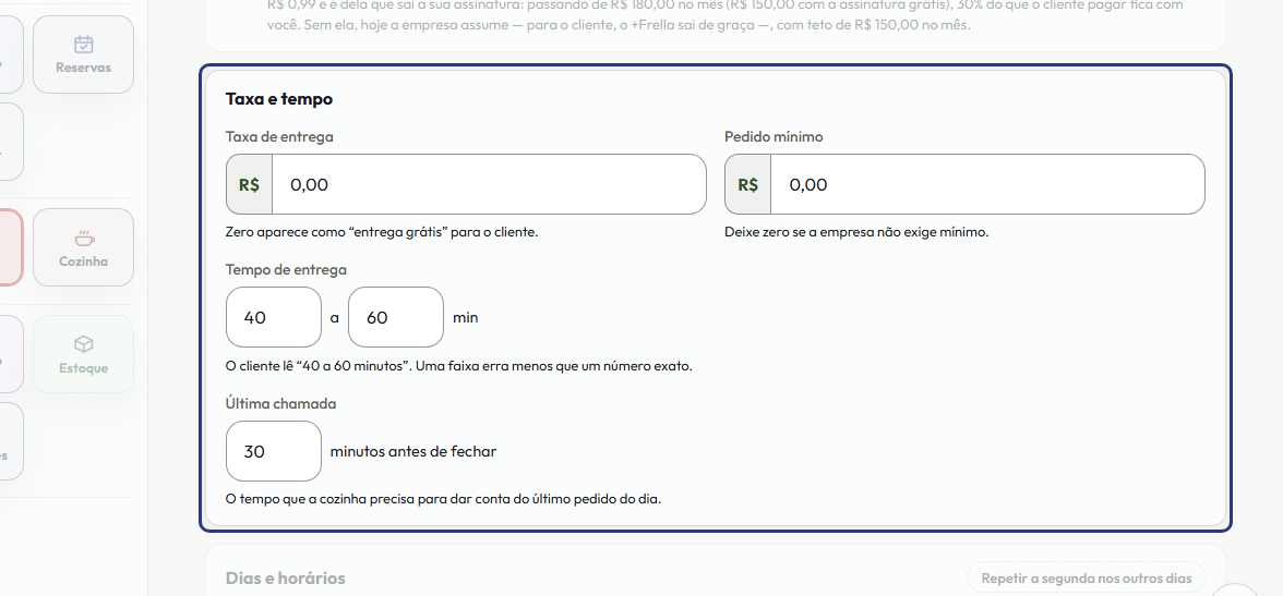 A tela do +Frella com o ponto de que o passo 6 fala em destaque