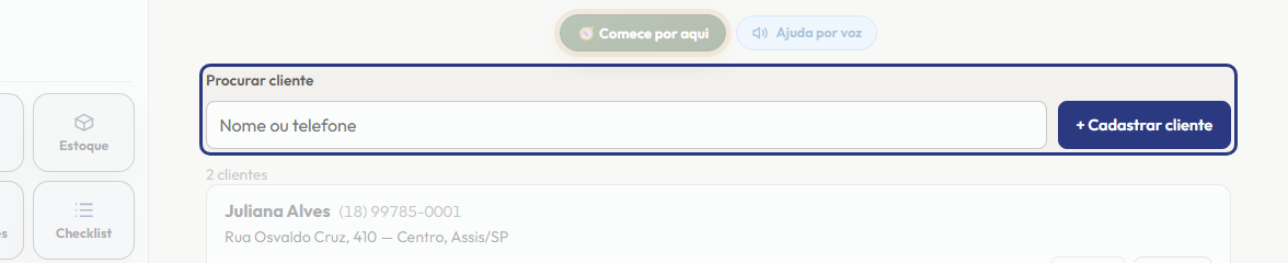 A tela do +Frella com o ponto de que o passo 1 fala em destaque
