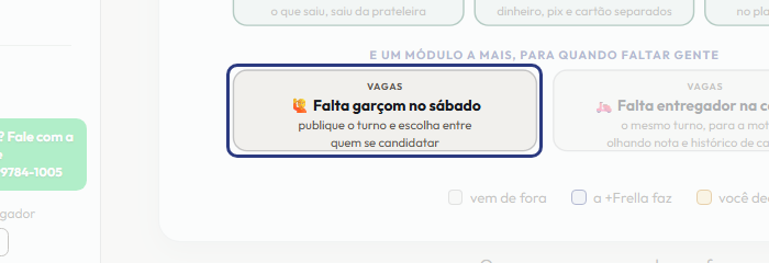 A tela do +Frella com o ponto de que o passo 13 fala em destaque