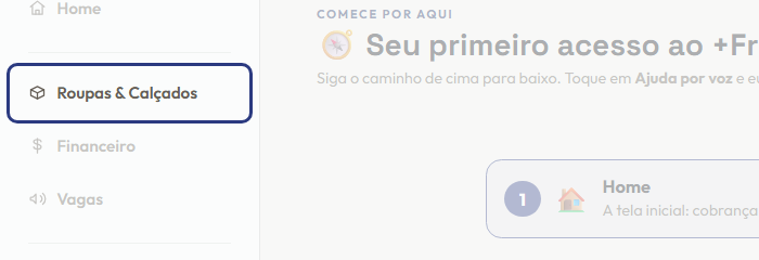 A tela do +Frella com o ponto de que o passo 2 fala em destaque