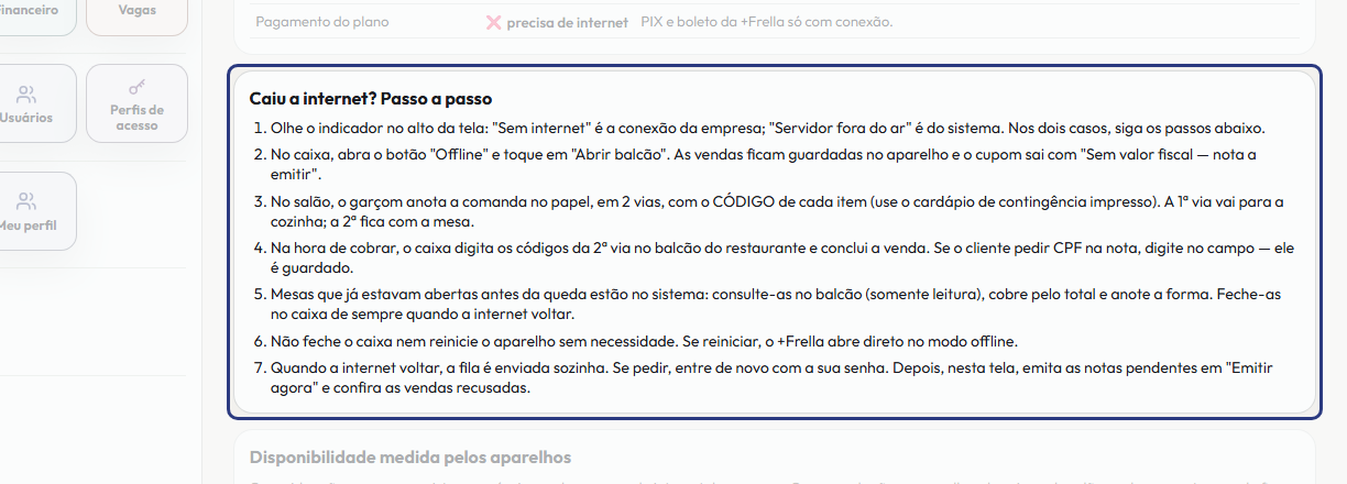 A tela do +Frella com o ponto de que o passo 9 fala em destaque