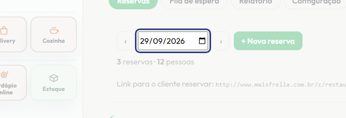 A tela do +Frella com o ponto de que o passo 2 fala em destaque