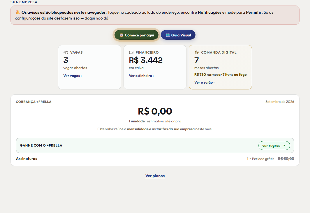 A tela do +Frella de que este passo fala, inteira