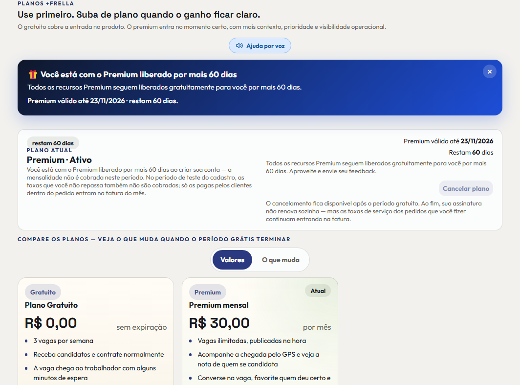 A tela do +Frella de que este passo fala, inteira